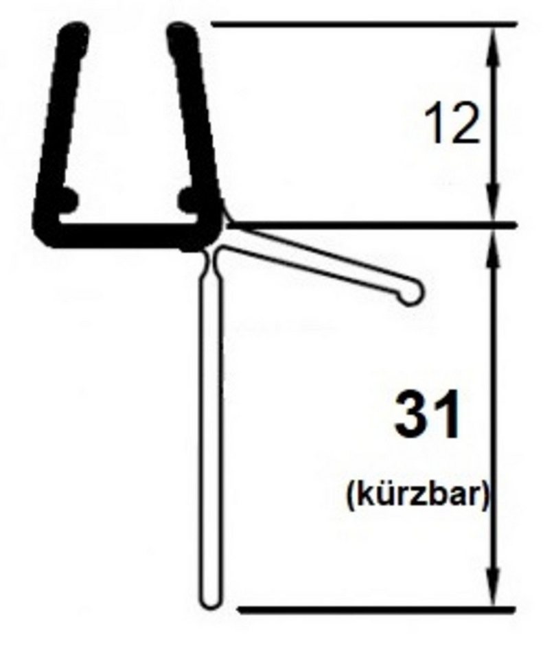 Kristhal Dusch- & Baddesign Duschdichtung Dusch-Türdichtung mit anpassbarer langer Lippe und Abtropfleiste, L: 100 cm, individuell kürzbare Lippe – Bild 5 von 5