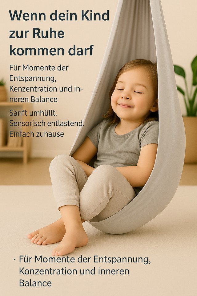 Kronenberg Tuchschaukel Ganzkörpersocke (Sensorische Therapieschaukel aus elastischem Nylon), Hängeschaukel, höhenverstellbar, 360° drehbar, für drinnen & drauß – Bild 4 von 5