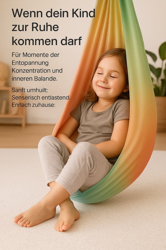 Kronenberg Tuchschaukel Ganzkörpersocke (Sensorische Therapieschaukel aus elastischem Nylon), Hängeschaukel, höhenverstellbar, 360° drehbar, für drinnen & drauß – Bild 3 von 5