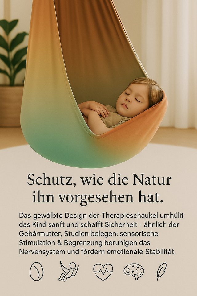 Kronenberg Tuchschaukel Ganzkörpersocke (Sensorische Therapieschaukel aus elastischem Nylon), Hängeschaukel, höhenverstellbar, 360° drehbar, für drinnen & drauß – Bild 5 von 5