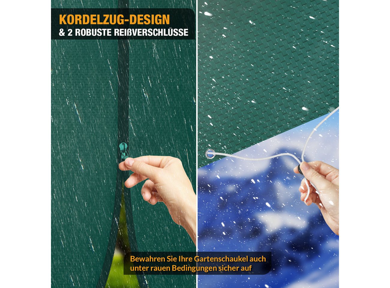 Kronenburg Hollywoodschaukel Abdeckung, 150 x 210 x 150cm, wasserdicht, Abdeckplane Gartenschaukel für 3-4 Sitzer - Wasserdicht in grün – Bild 5 von 5
