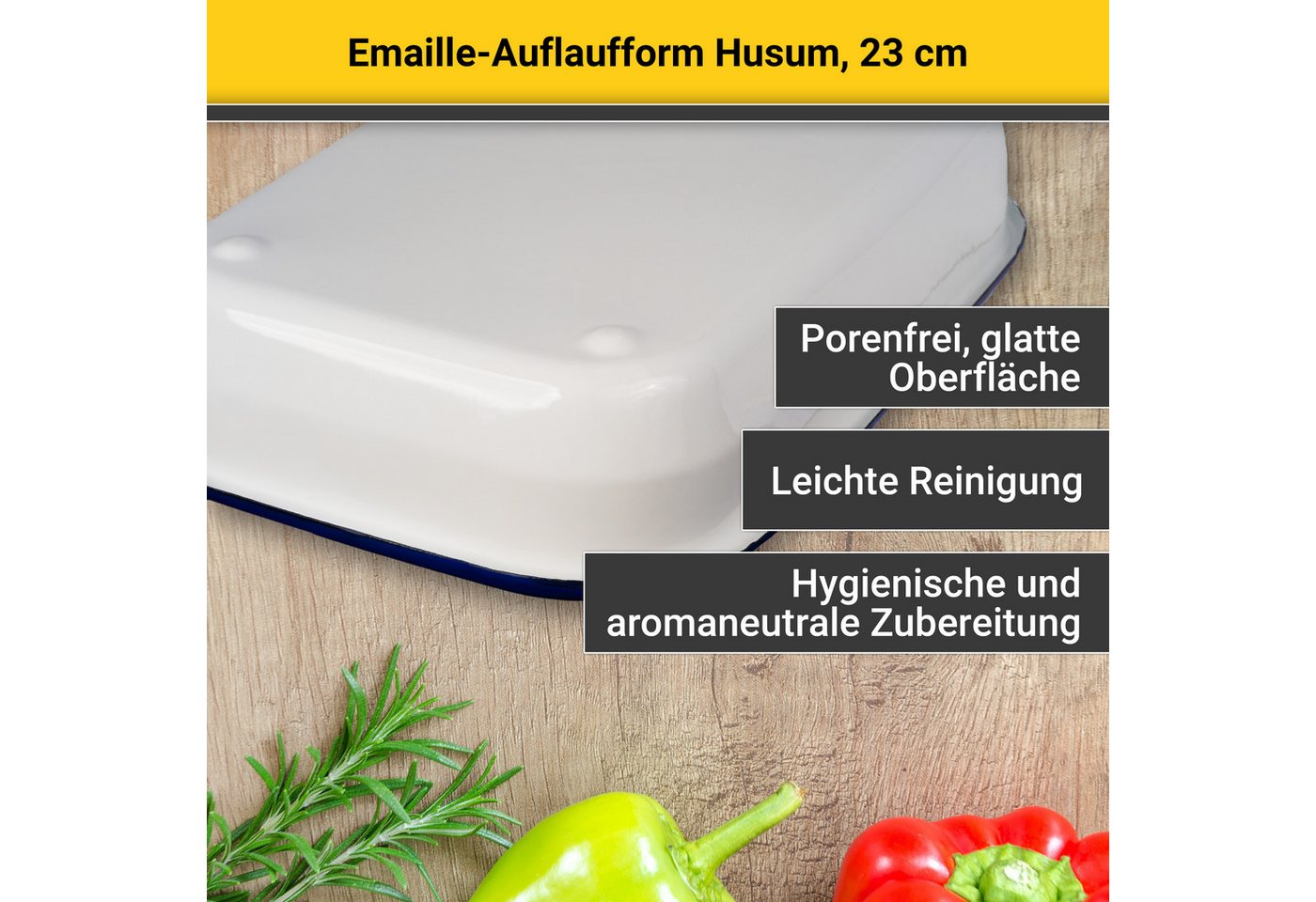 Krüger Auflaufform Husum, Emaille, 23 x 16 x 5 cm – Bild 5 von 5