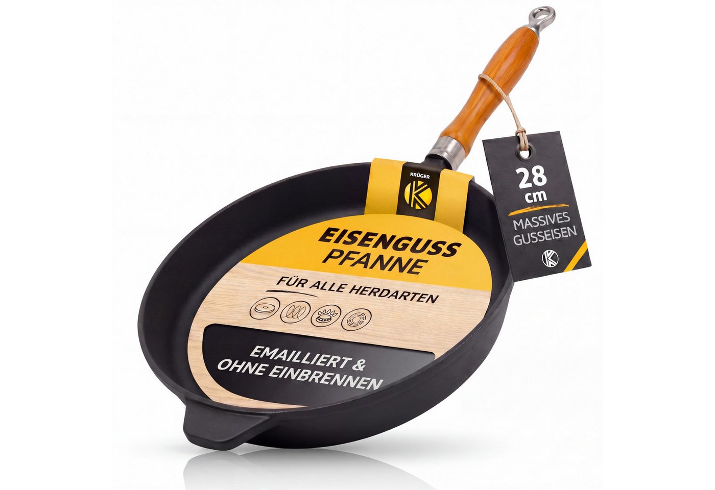 Krüger Bratpfanne Einsenguss Pfanne RUSTICA, Gusseisen (1-tlg), für Induktions-Kochfelder geeignet – Bild 2 von 5