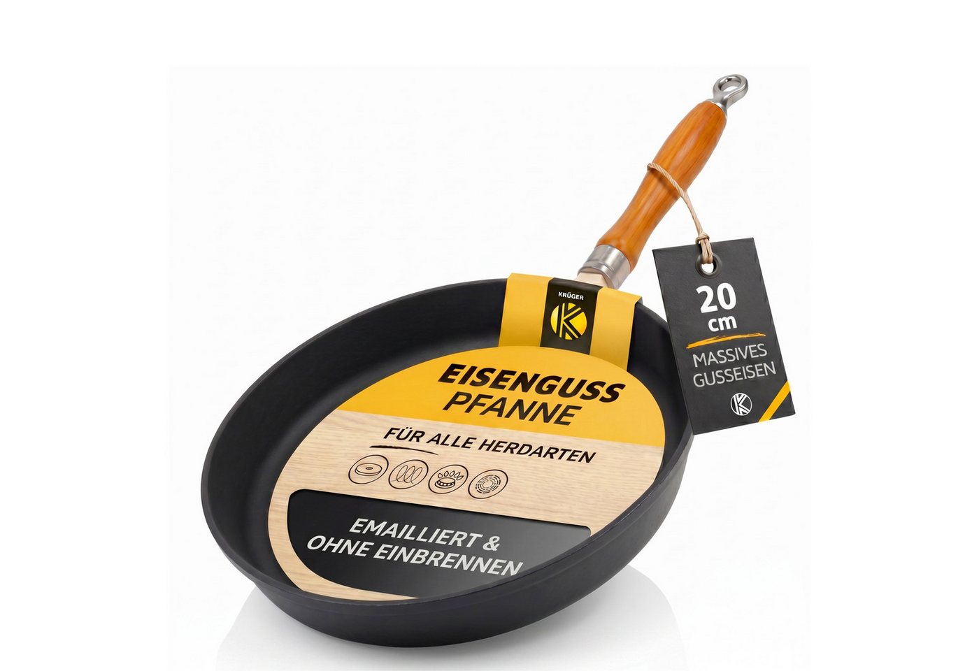Krüger Bratpfanne Einsenguss Pfanne RUSTICA, Gusseisen (1-tlg), für Induktions-Kochfelder geeignet – Bild 2 von 5
