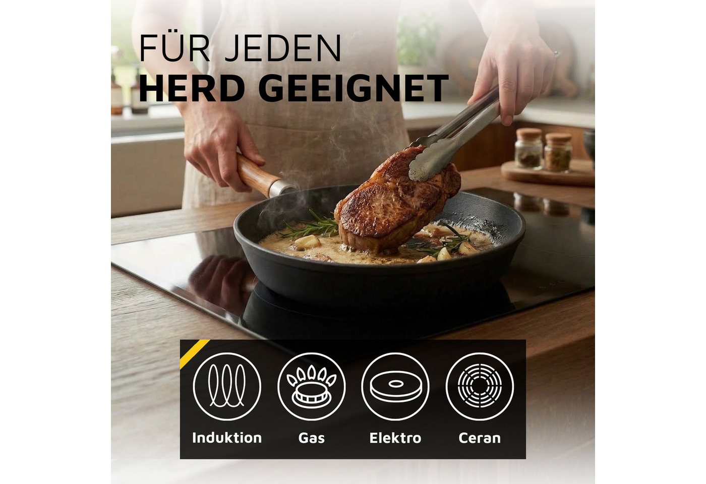 Krüger Bratpfanne Einsenguss Pfanne RUSTICA, Gusseisen (1-tlg), für Induktions-Kochfelder geeignet – Bild 4 von 5