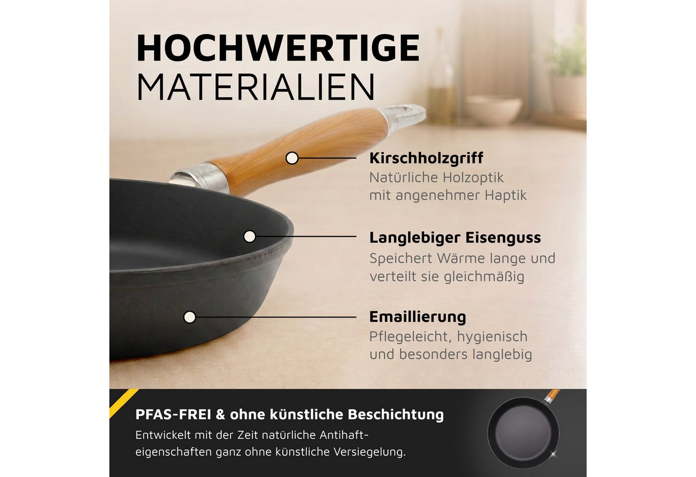 Krüger Bratpfanne Einsenguss Pfanne RUSTICA, Gusseisen (1-tlg), für Induktions-Kochfelder geeignet – Bild 5 von 5