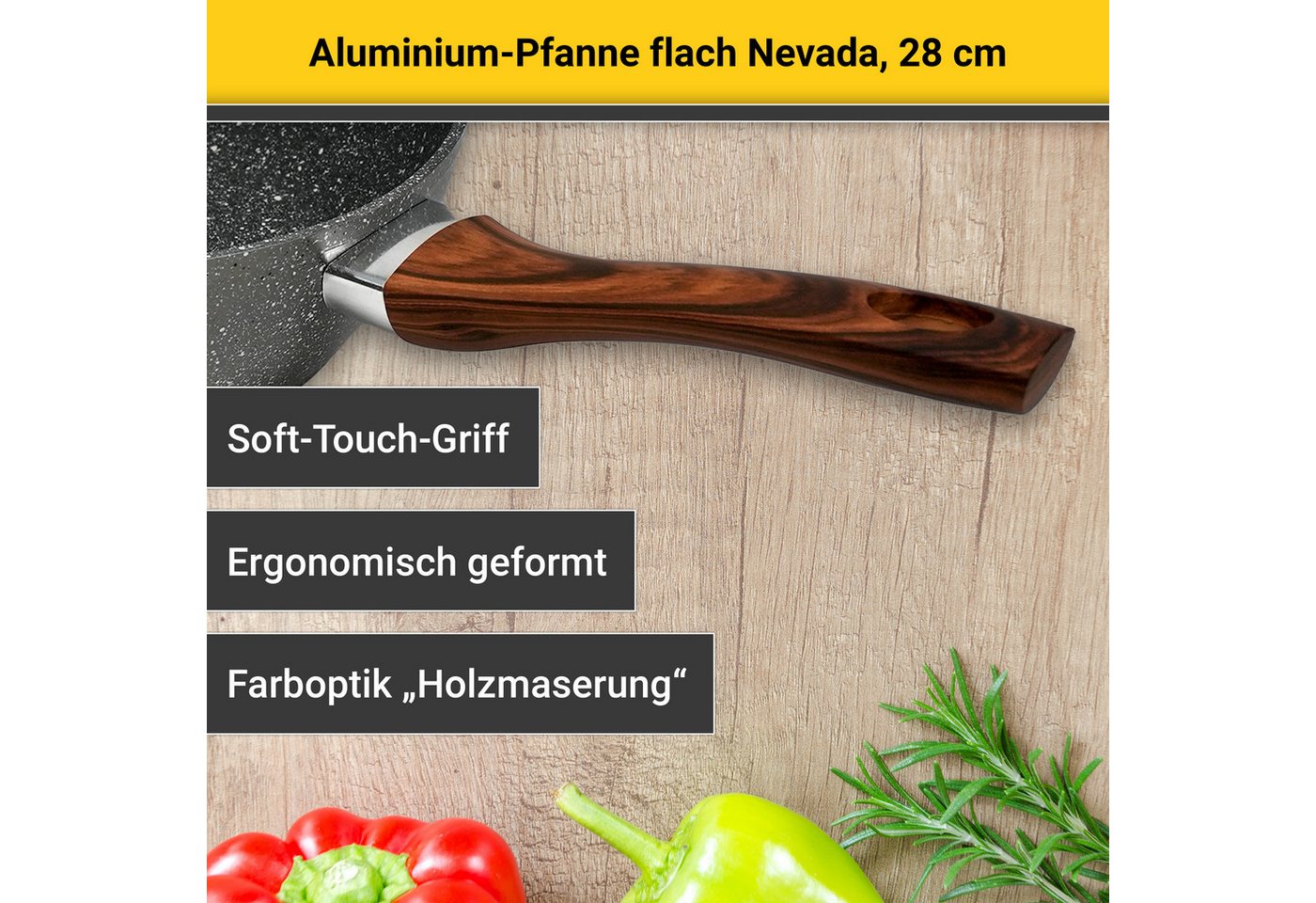Krüger Bratpfanne Nevada, Aluminium (1-tlg), für Induktions-Kochfelder geeignet – Bild 4 von 5