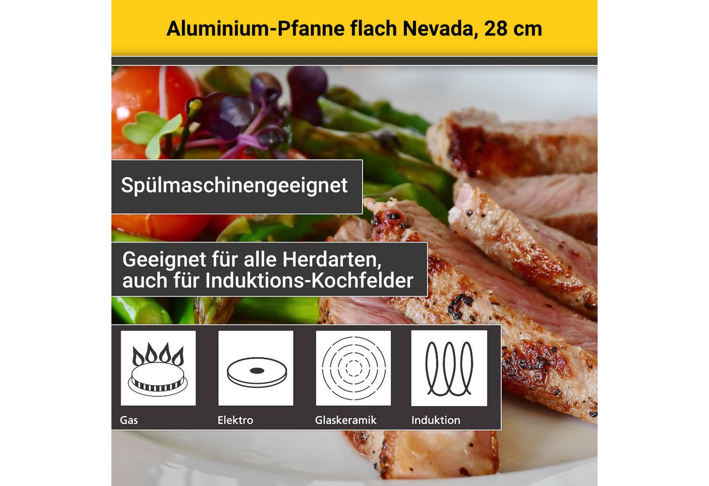 Krüger Bratpfanne Nevada, Aluminium (1-tlg), für Induktions-Kochfelder geeignet – Bild 5 von 5