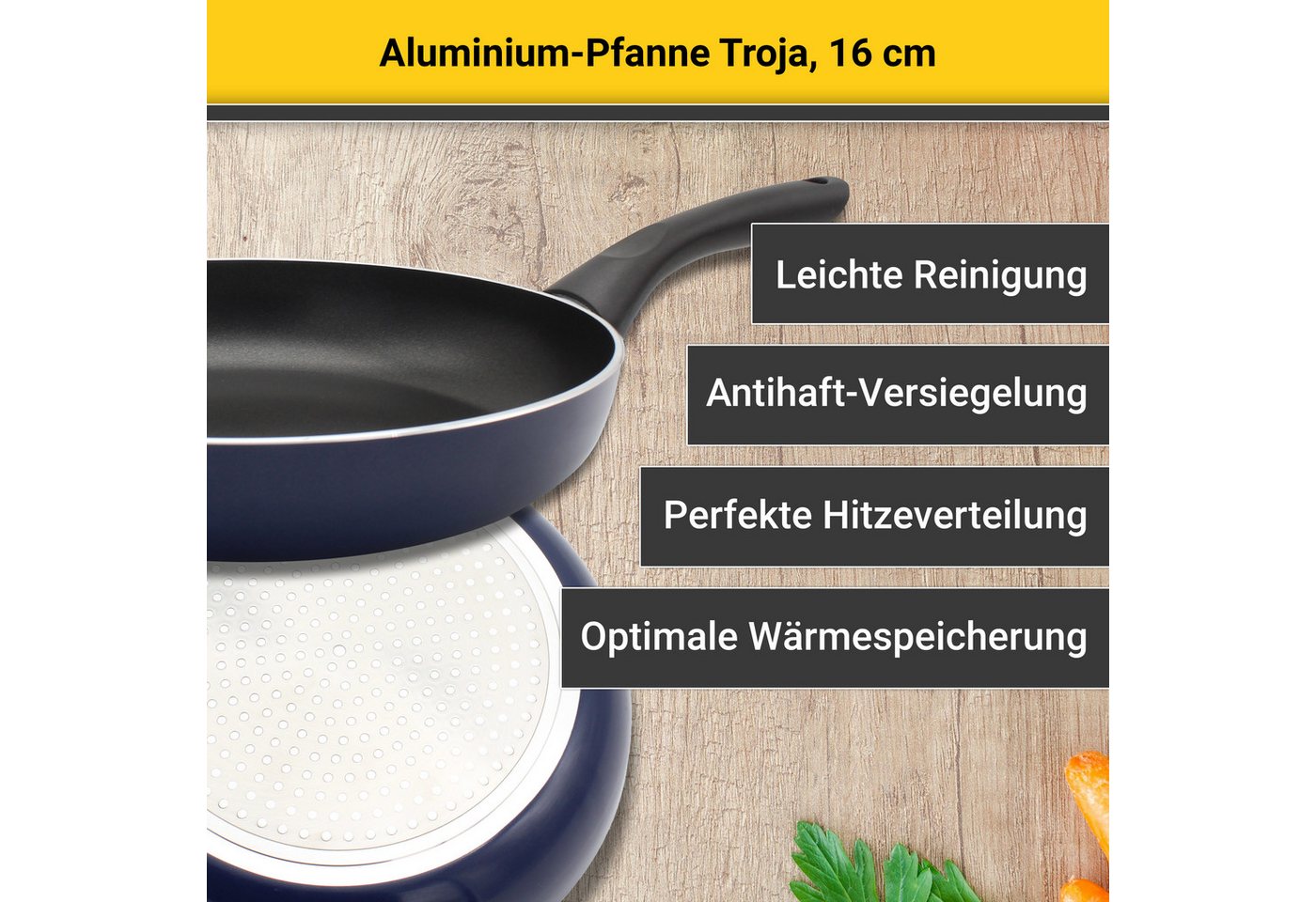 Krüger Bratpfanne Troja, Aluminium (1-tlg), für Induktions-Kochfelder geeignet – Bild 2 von 5