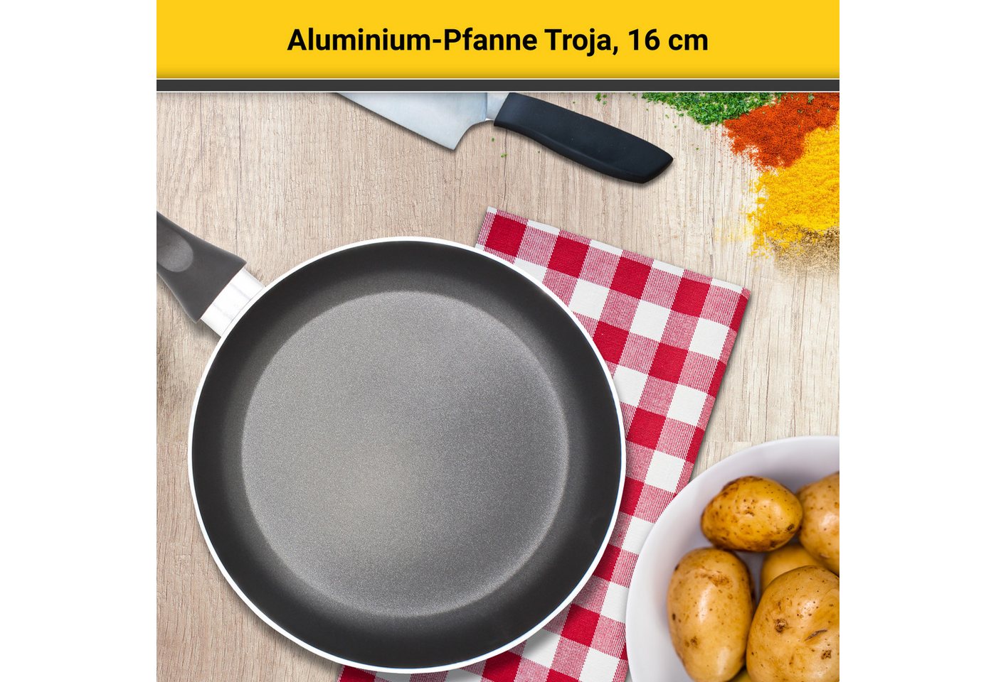 Krüger Bratpfanne Troja, Aluminium (1-tlg), für Induktions-Kochfelder geeignet – Bild 3 von 5