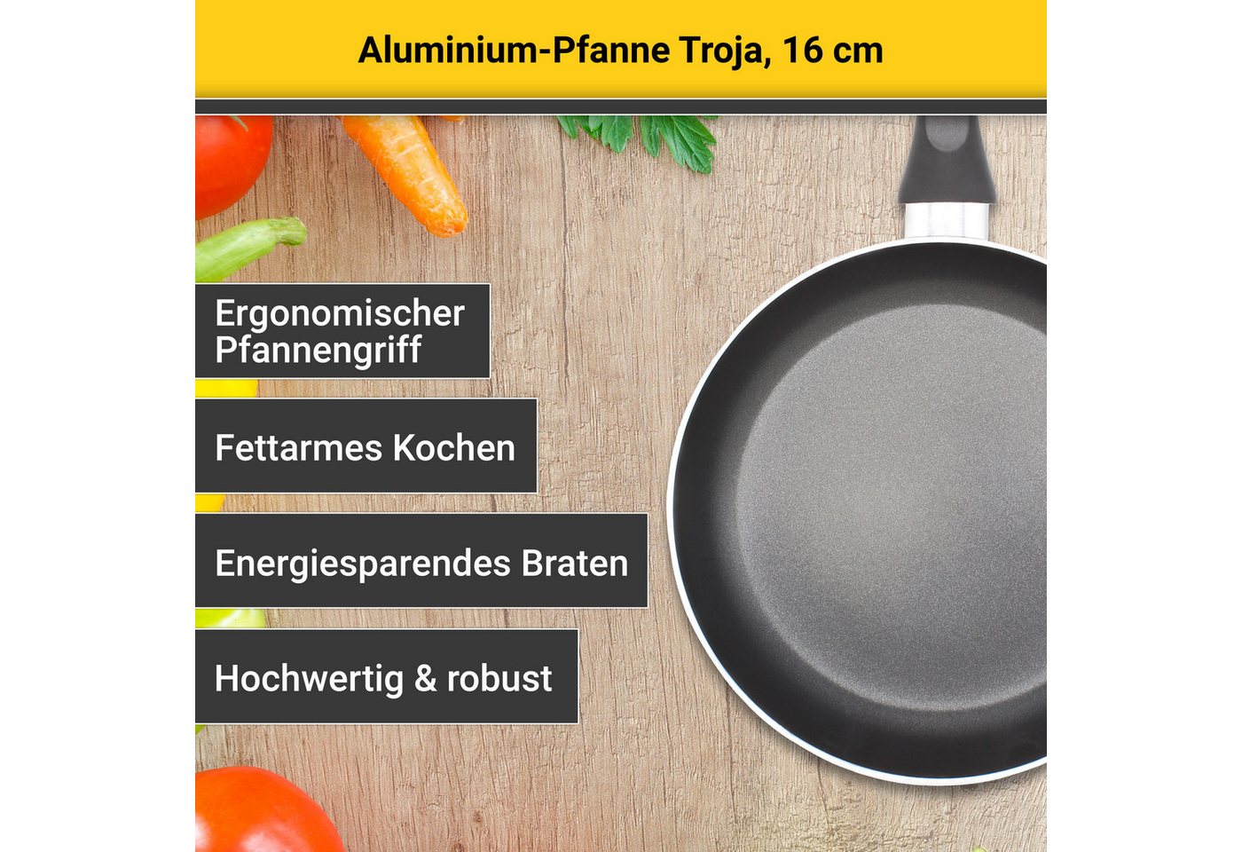 Krüger Bratpfanne Troja, Aluminium (1-tlg), für Induktions-Kochfelder geeignet – Bild 4 von 5