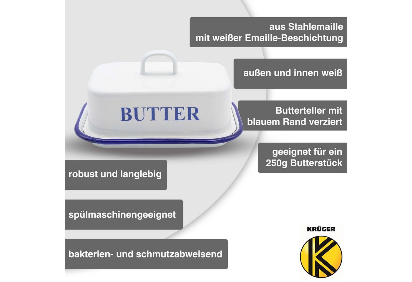 Krüger Butterdose Husum, Emaille, (1-tlg) – Bild 2 von 3