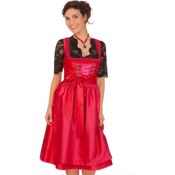 KRÜGER COLLECTION Dirndl Midi Dirndl 2tlg. - TADDEA - rot