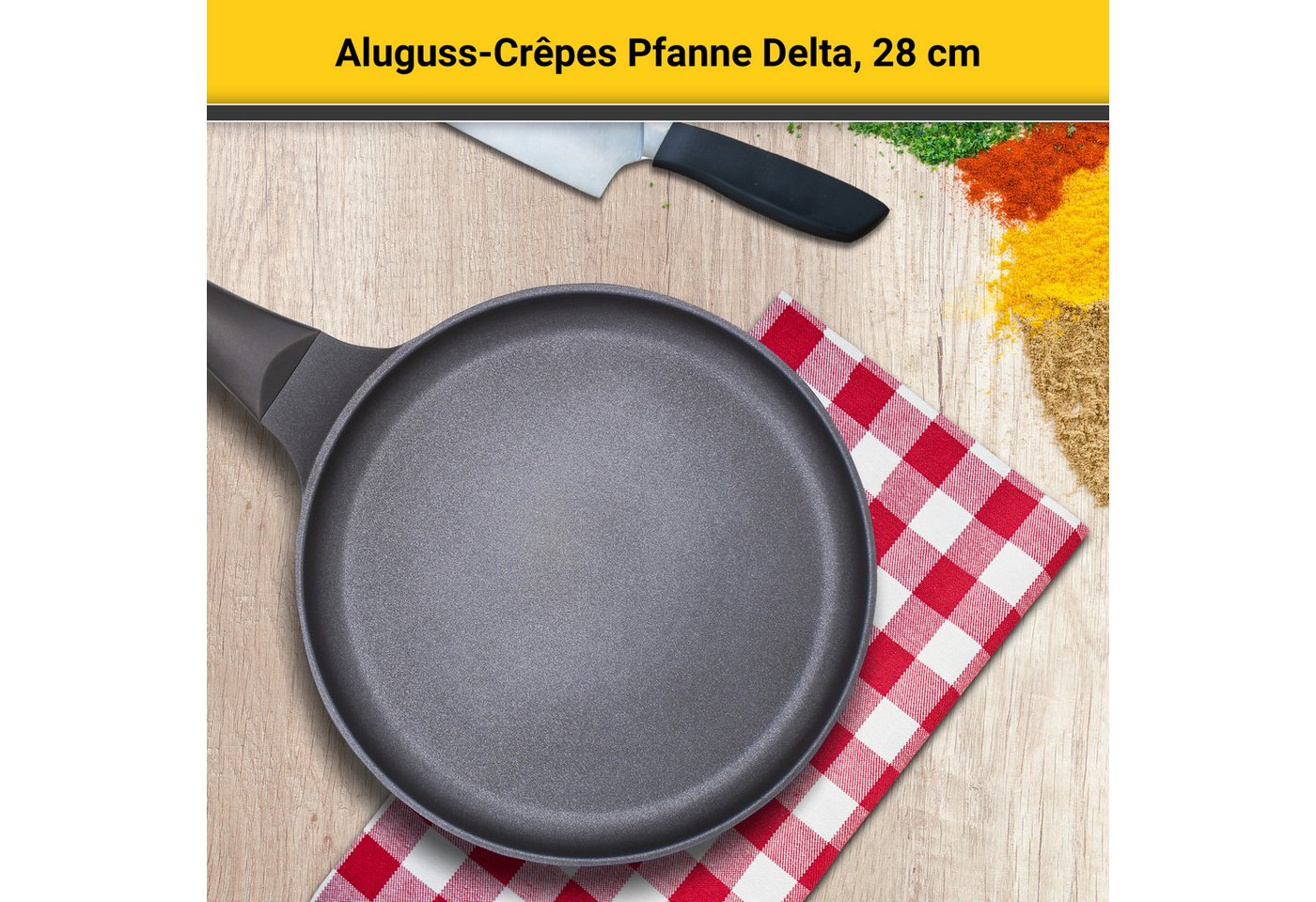 Krüger Crêpepfanne Delta, Aluminiumguss, für Induktions-Kochfelder geeignet – Bild 2 von 5