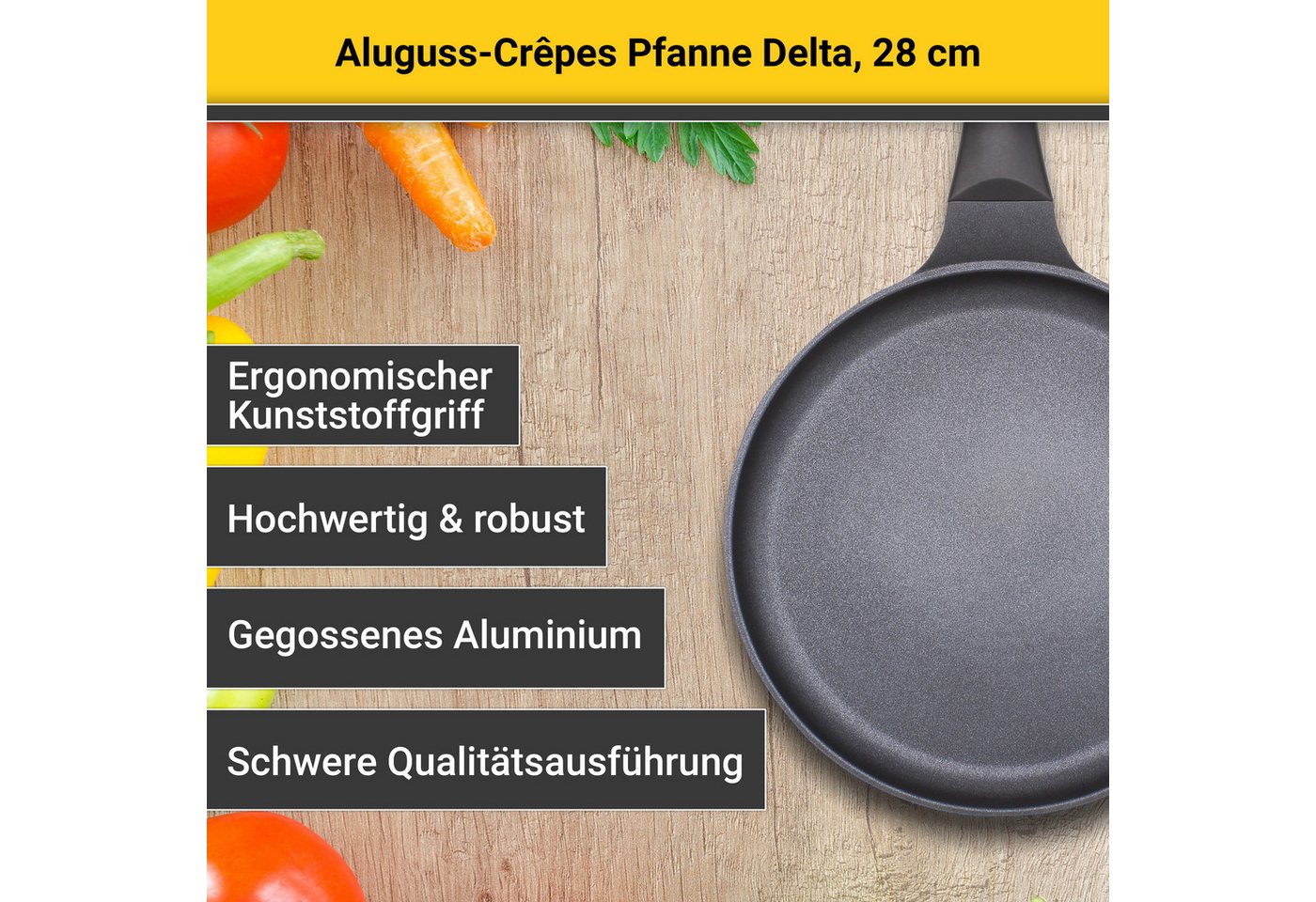 Krüger Crêpepfanne Delta, Aluminiumguss, für Induktions-Kochfelder geeignet – Bild 4 von 5