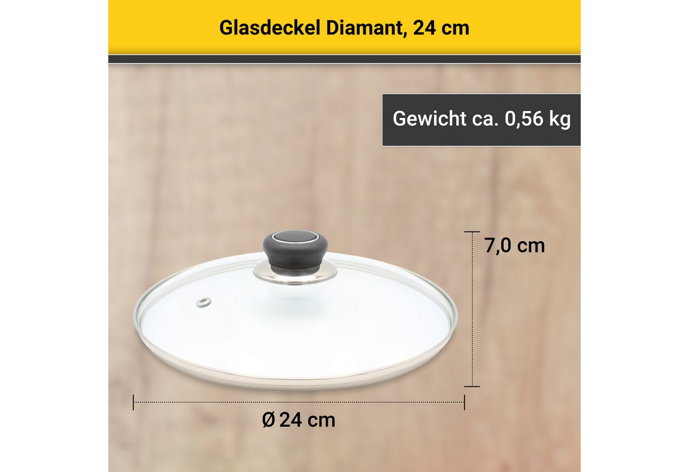 Krüger Deckel Glasdeckel Diamant mit Kunststoffknopf, (1-tlg), hitzebeständig bis 160°C und spülmaschinengeeignet – Bild 4 von 5