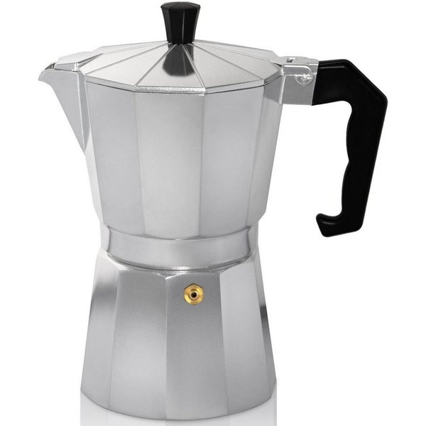 Krüger Espressokocher, 0,1l Kaffeekanne, traditionell italienisch, aus Aluminium, mit Silikon-Dichtungsring