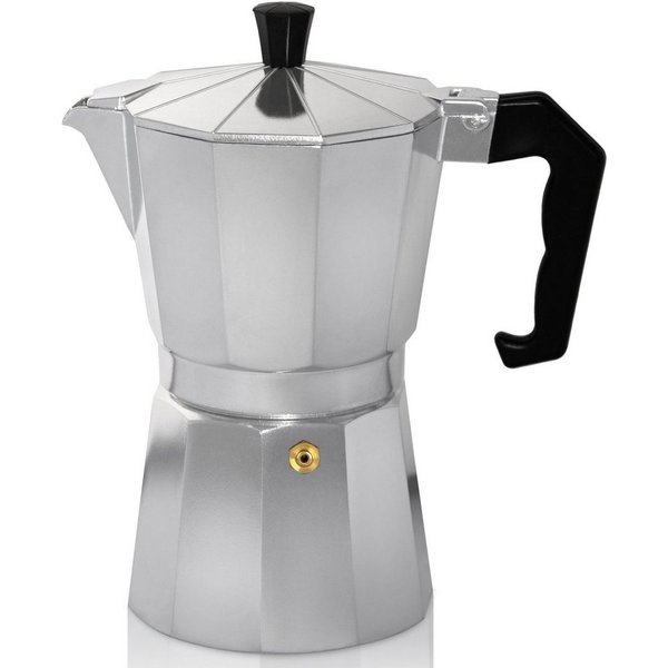 Krüger Espressokocher, 0,2l Kaffeekanne, traditionell italienisch, aus Aluminium, mit Silikon-Dichtungsring