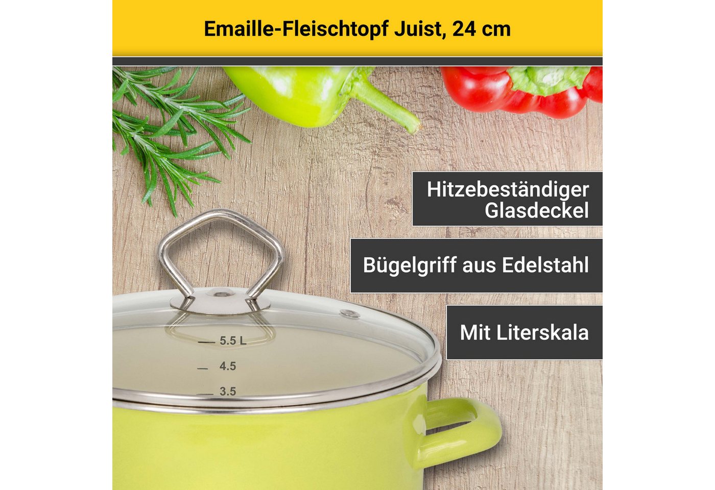 Krüger Fleischtopf Juist, Emaille (1-tlg), Induktionsgeeignet – Bild 3 von 5