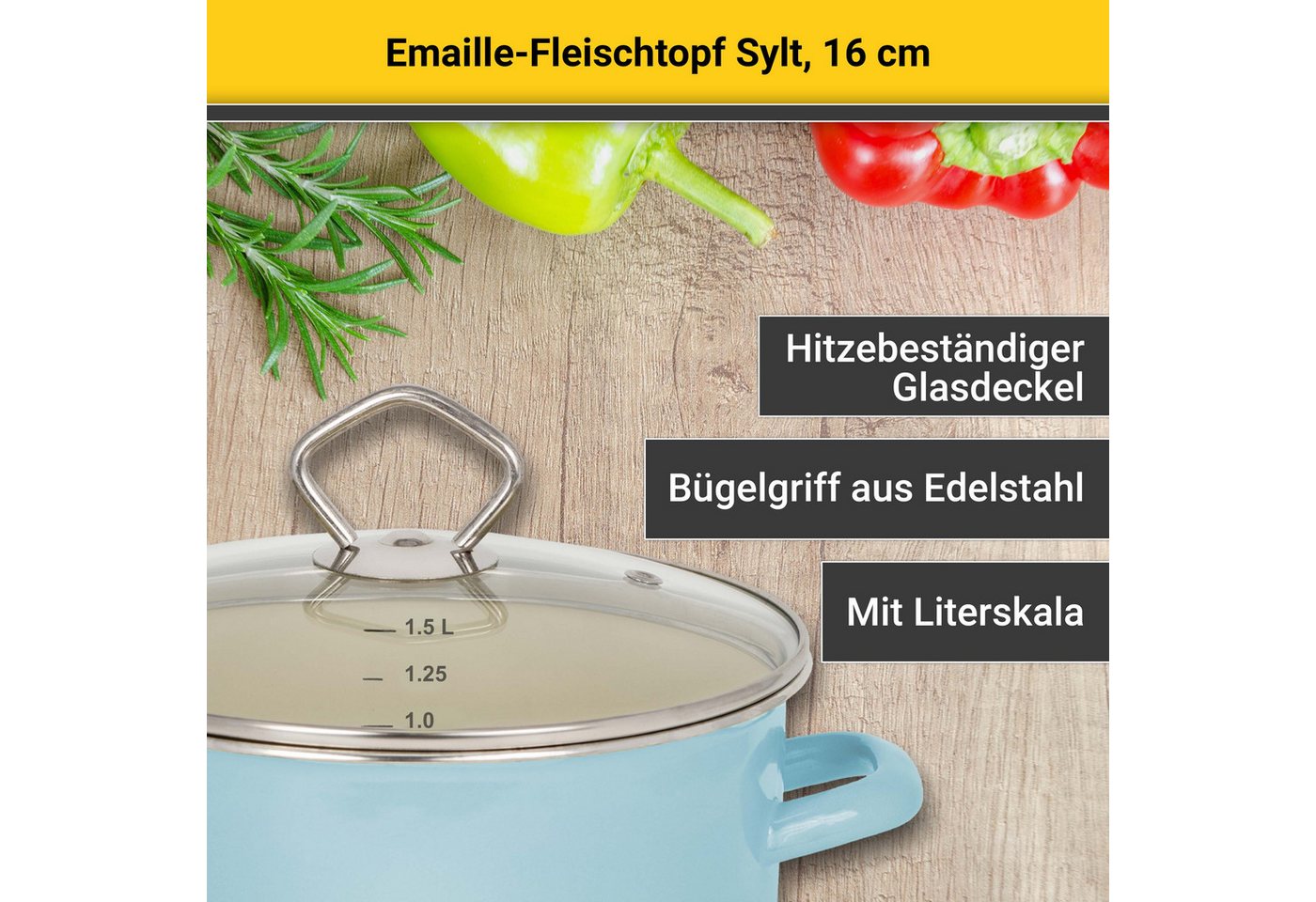 Krüger Fleischtopf Sylt, Emaille (1-tlg), Induktion – Bild 3 von 5