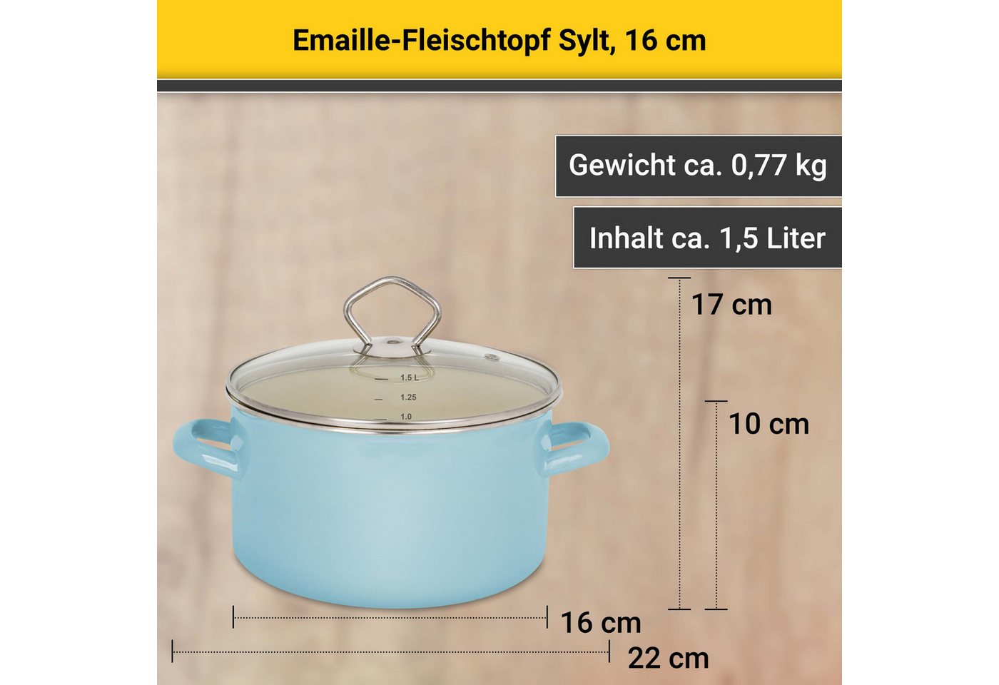 Krüger Fleischtopf Sylt, Emaille (1-tlg), Induktion – Bild 5 von 5