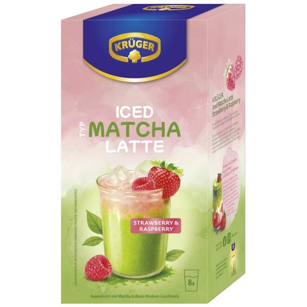 Krüger Kaffee, Krüger Iced Typ Matcha Latte Strawberry Raspberry 8er Packung 160g