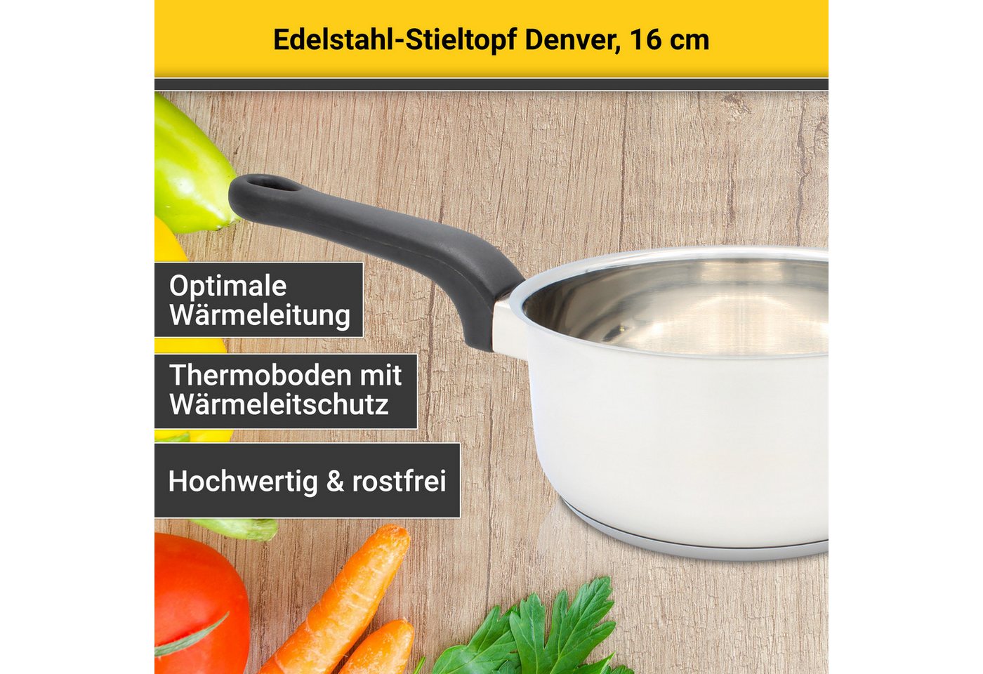 Krüger Kasserolle Denver, Edelstahl (1-tlg), Ø 16 cm, Induktion – Bild 2 von 5