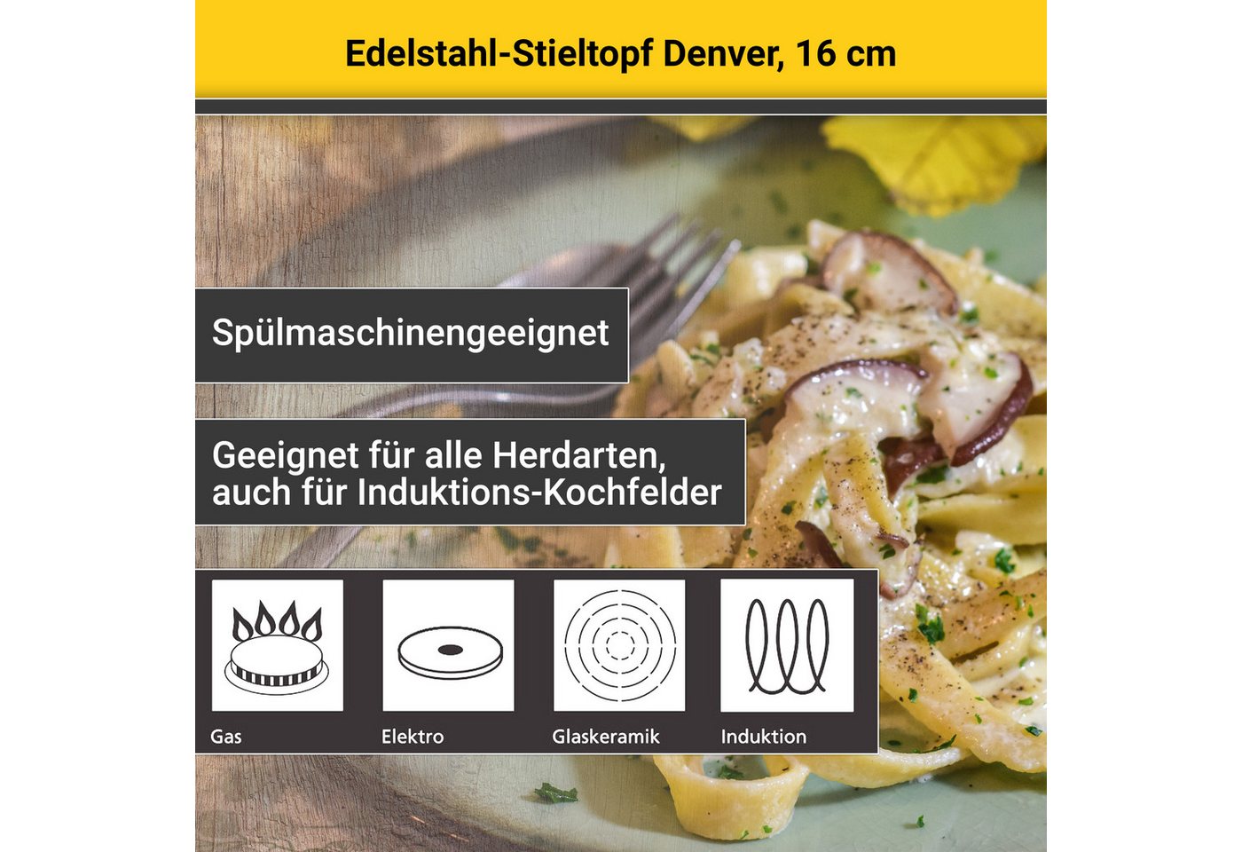 Krüger Kasserolle Denver, Edelstahl (1-tlg), Ø 16 cm, Induktion – Bild 4 von 5
