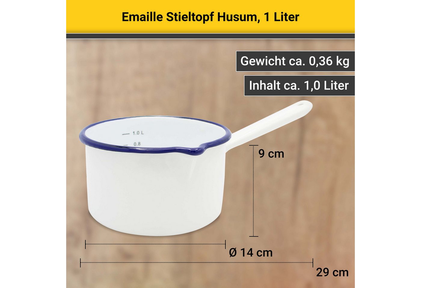 Krüger Kasserolle Husum, Emaille (1-tlg), für Induktions-Kochfelder geeignet, Ø 16 cm – Bild 5 von 5