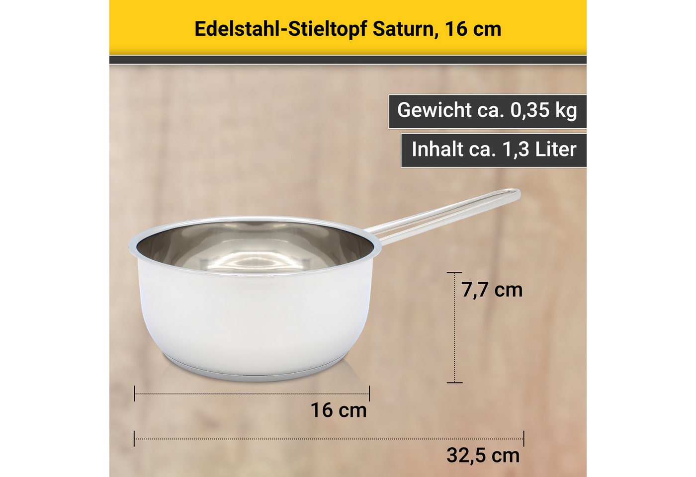 Krüger Kasserolle Saturn, Edelstahl (1-tlg), Ø 16 cm, Glasdeckel für praktisches Sichtkochen – Bild 5 von 5