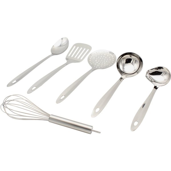 Krüger Kochbesteck-Set (Set, 6-tlg., Schöpflöffel, Gemüselöffel, Saucenlöffel, Schaumlöffel, Wender, Schneebesen), aus rostfreiem Edelstahl