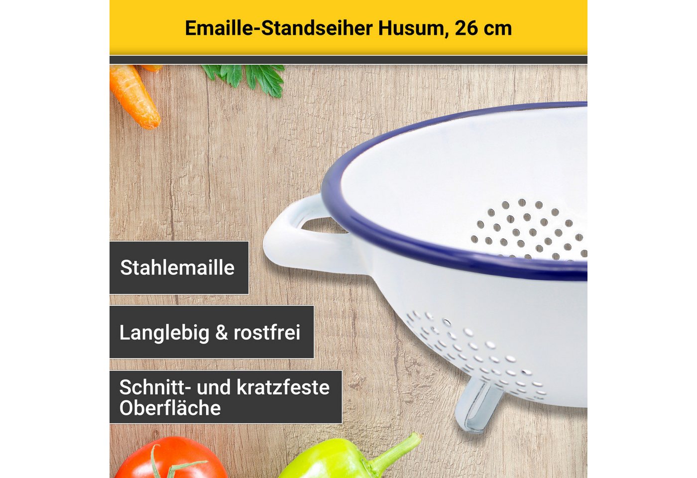 Krüger Küchensieb Husum, (1-St), Emaille, Ø 26 cm – Bild 3 von 4