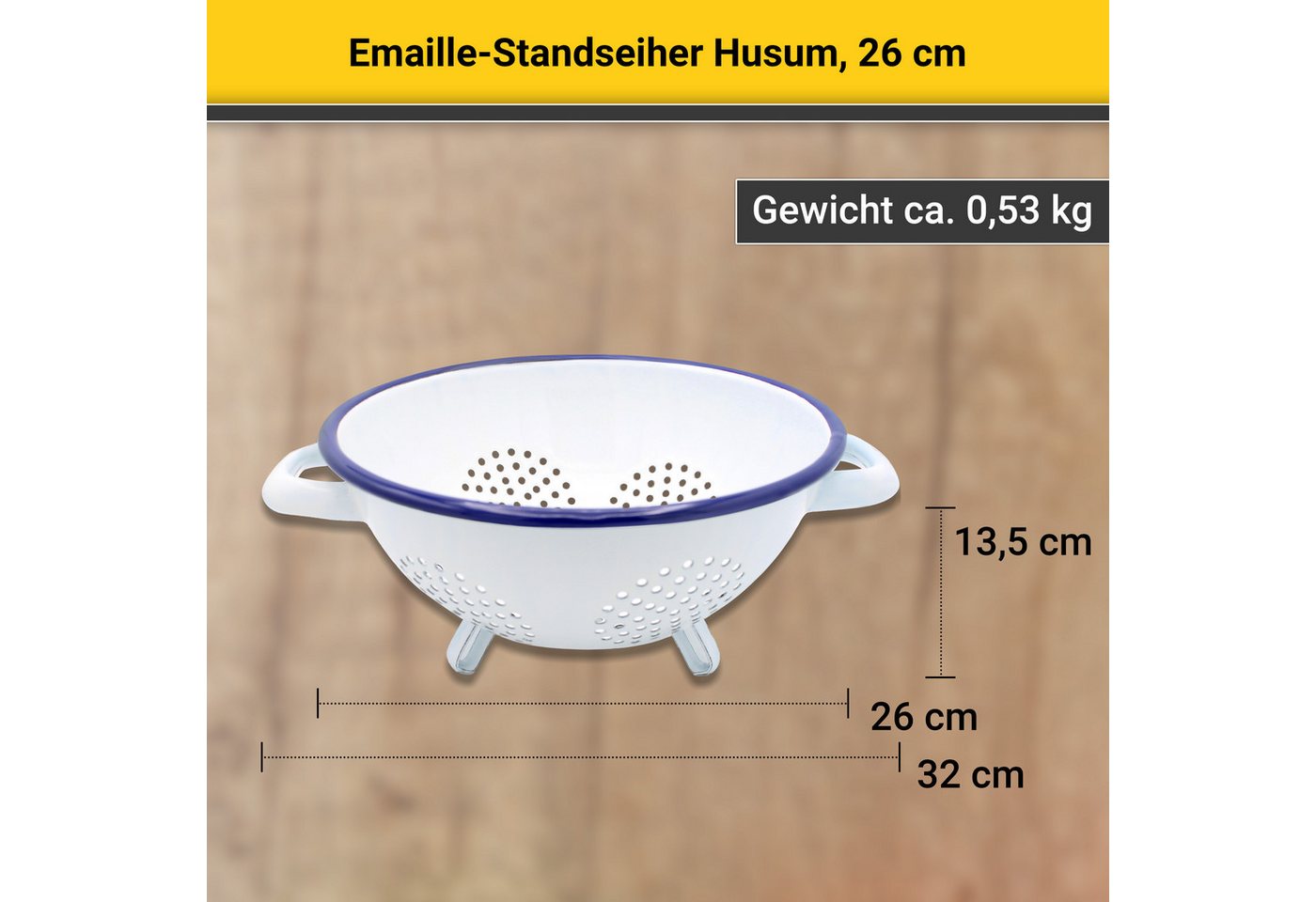 Krüger Küchensieb Husum, (1-St), Emaille, Ø 26 cm – Bild 4 von 4
