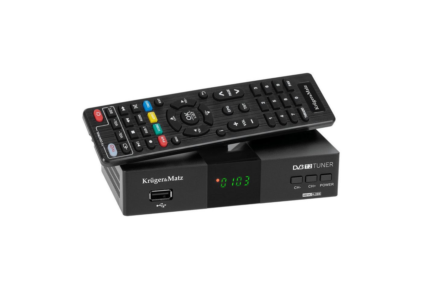 Krüger & Matz DVB-T2-Tuner mit H.265-HEVC-Decoder KM0550D DVB-T2 Receiver (7-Tage-Programmführer (EPG) – Bild 2 von 5