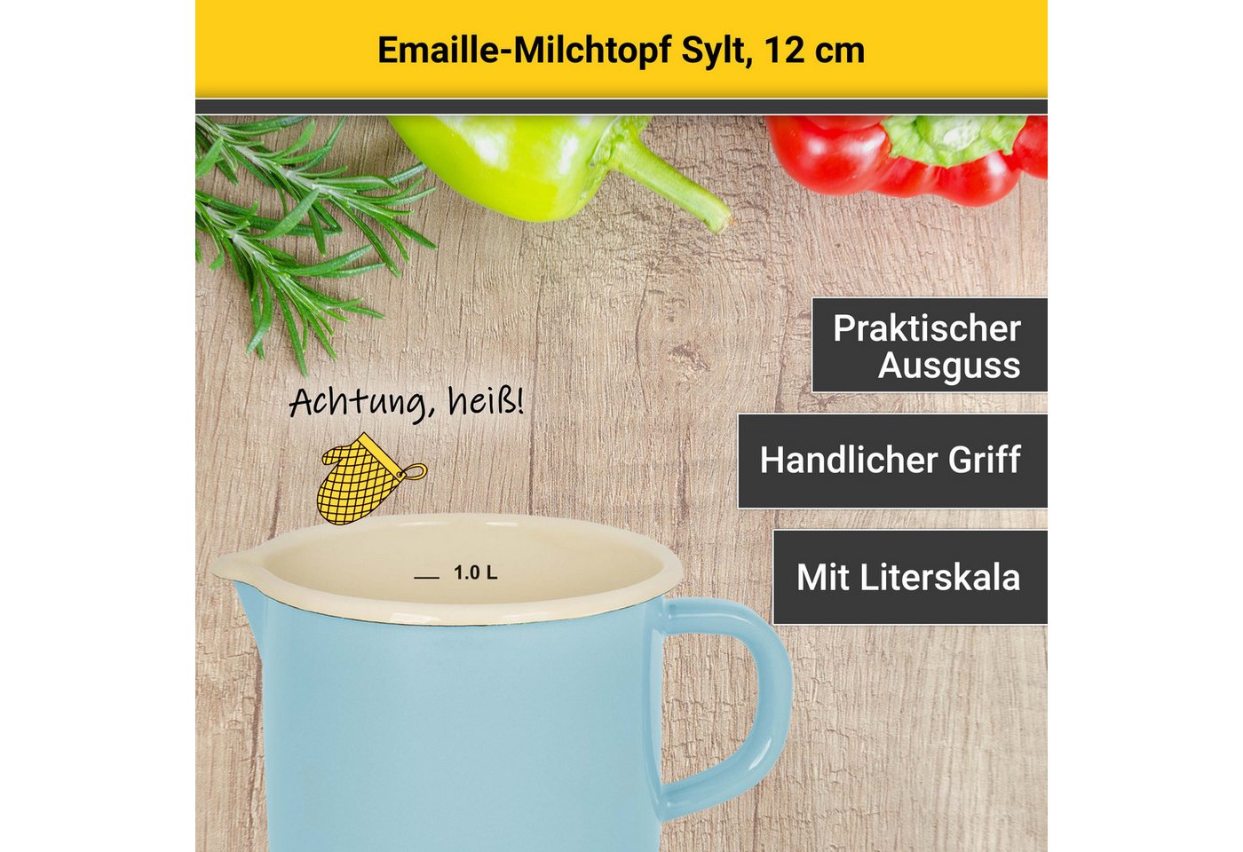 Krüger Milchtopf Sylt, Emaille (1-tlg), Induktion – Bild 3 von 5