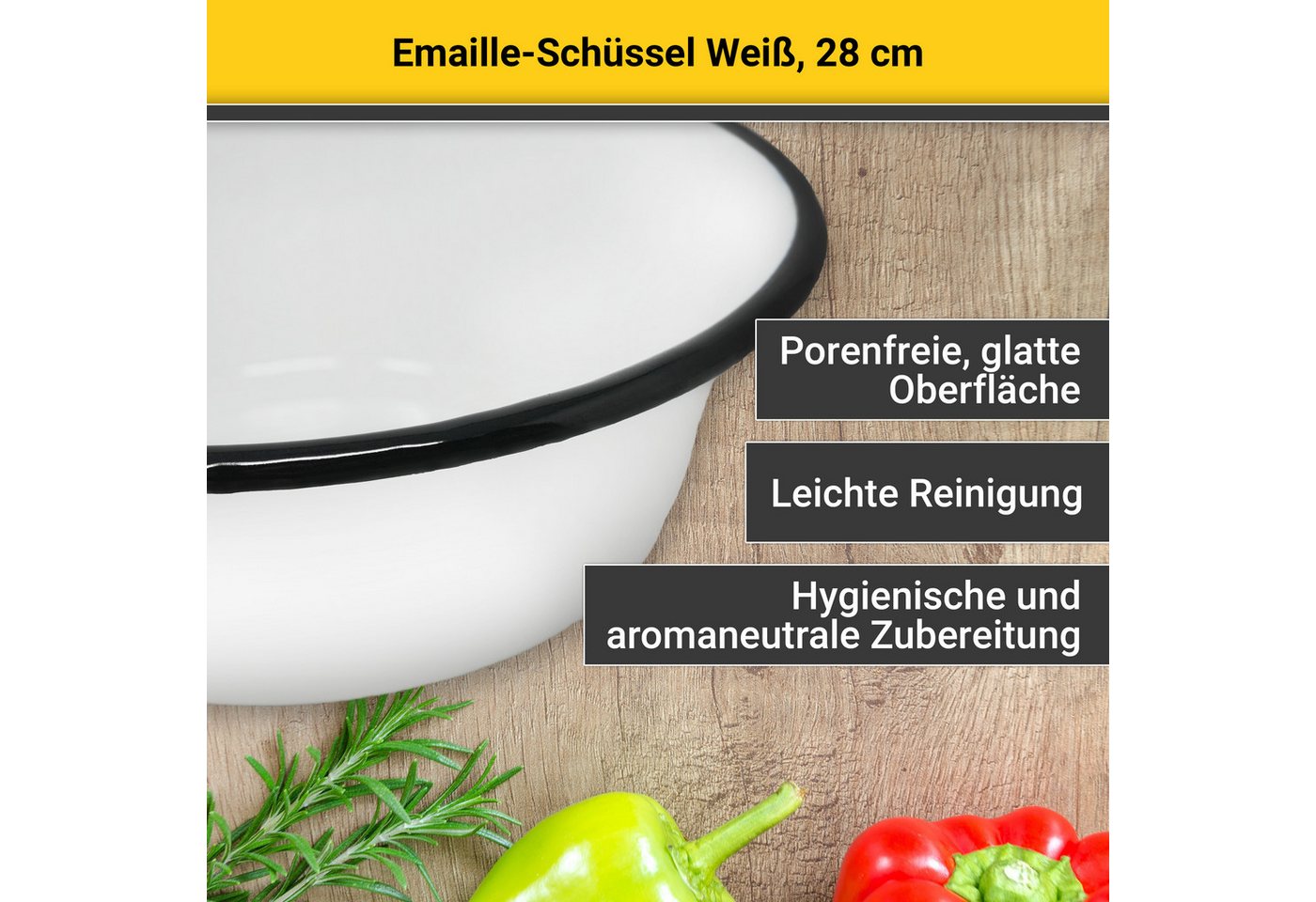 Krüger Schüssel Emaille-Schüssel, Emaille, (1-tlg), emailliert, geruchsneutral, geschmacksneutral, kratzfest, schnittfest – Bild 3 von 5