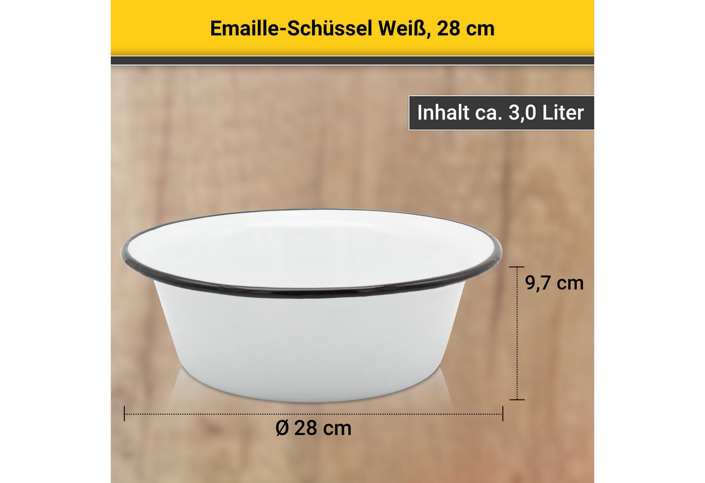 Krüger Schüssel Emaille-Schüssel, Emaille, (1-tlg), emailliert, geruchsneutral, geschmacksneutral, kratzfest, schnittfest – Bild 5 von 5