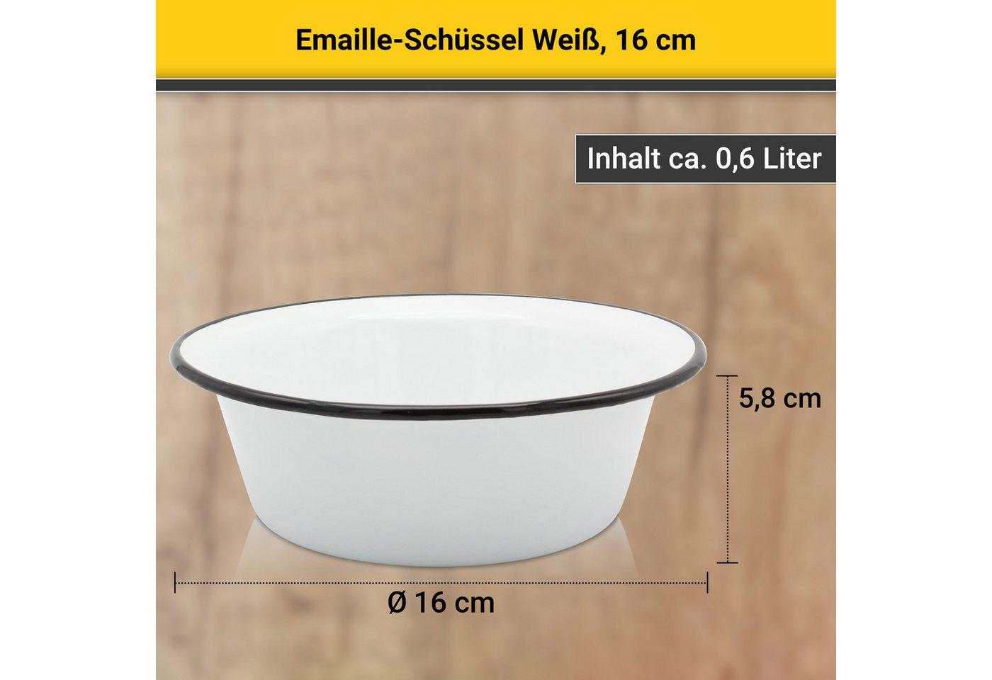 Krüger Schüssel Emaille-Schüssel, Emaille, (1-tlg), emailliert, geruchsneutral, geschmacksneutral, kratzfest, schnittfest – Bild 5 von 5