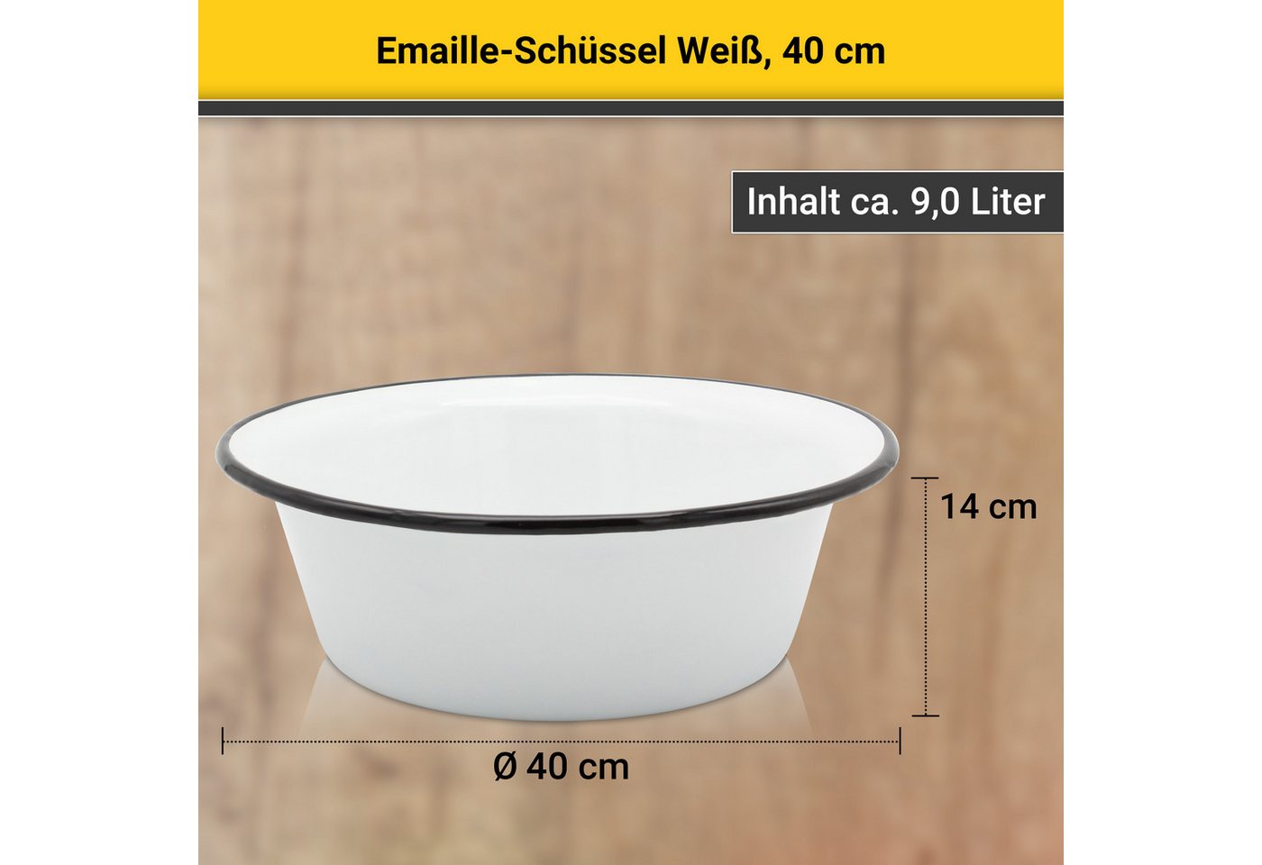 Krüger Schüssel Emaille-Schüssel, Emaille, (1-tlg), emailliert, geruchsneutral, geschmacksneutral, kratzfest, schnittfest – Bild 5 von 5