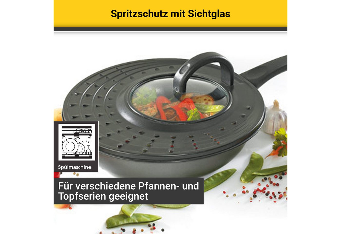 Krüger Spritzschutzdeckel Tokio, mit Glaseinsatz – Bild 2 von 5