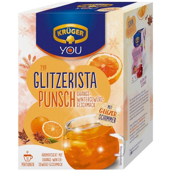 Krüger Tee, Krüger Glitzerista Punsch Orange Wintergewürz Instantgetränk 200g
