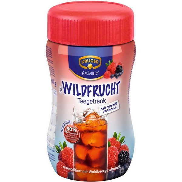 Krüger Tee, Krüger Teegetränk Wildfrucht 50 Prozent kalorienreduziert 400g