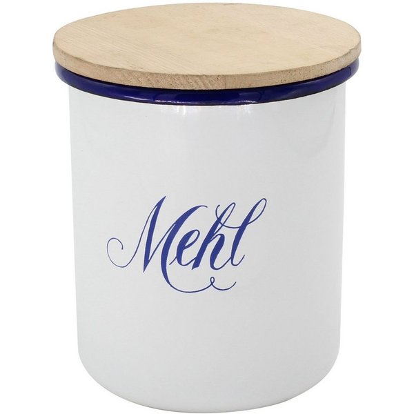 Krüger Vorratsdose Husum "Mehl", Emaille, Holzwerkstoff, (1-tlg), mit Holzdeckel