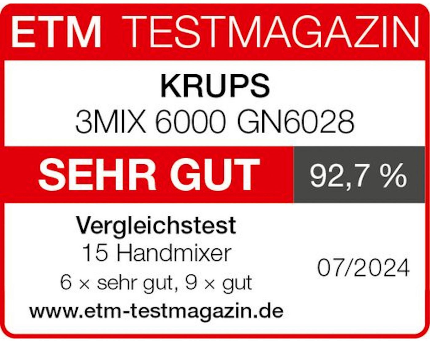 Krups Handmixer GN6028 3MIX 6000, Soft-Touch-Griff, langes Kabel, 600 W – Bild 2 von 5