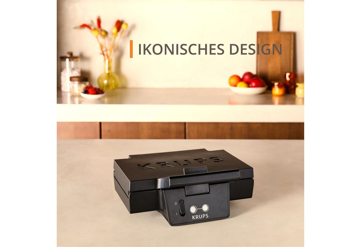 Krups Sandwichmaker Iconic Muschelform mit elegantem Design, Keramik-Antihaftbeschichtung, 850 W, extra-tiefe Platten, Maße: 23,4 x 26,5 x 10,8 cm, FDK462 – Bild 3 von 5