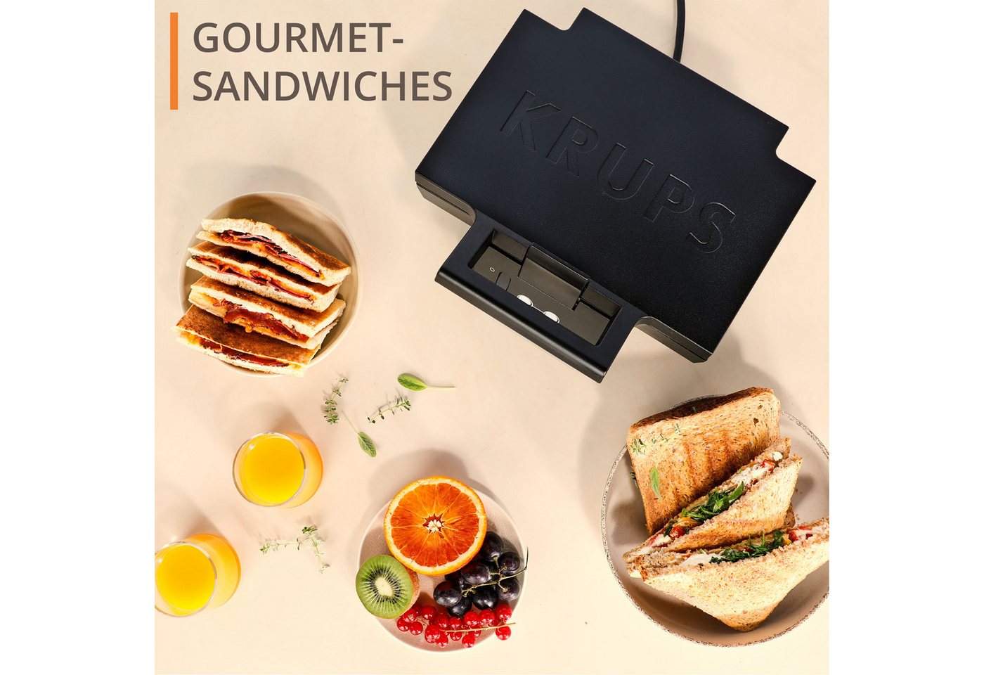 Krups Sandwichmaker Iconic Muschelform mit elegantem Design, Keramik-Antihaftbeschichtung, 850 W, extra-tiefe Platten, Maße: 23,4 x 26,5 x 10,8 cm, FDK462 – Bild 5 von 5
