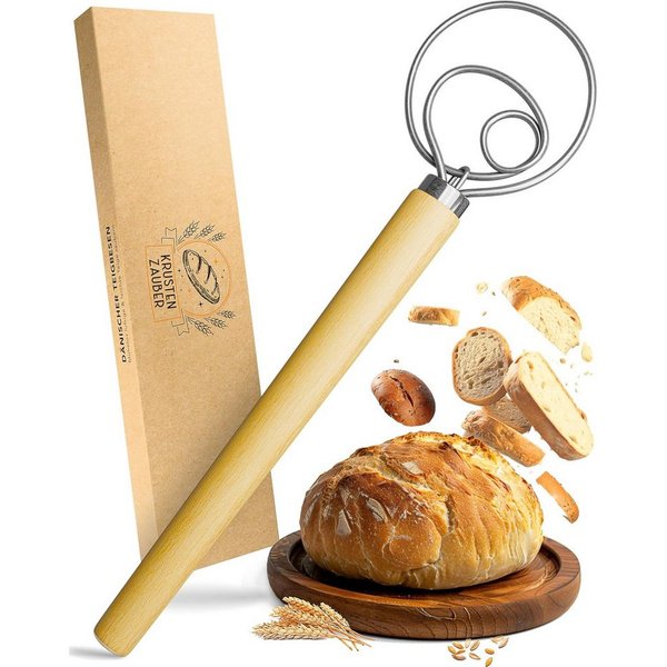 Krustenzauber Backmatte Zubehör - Brotschlingen, Schneebesen, Backmatte, Teig Reinigungstücher, Dänischer Schneebesen