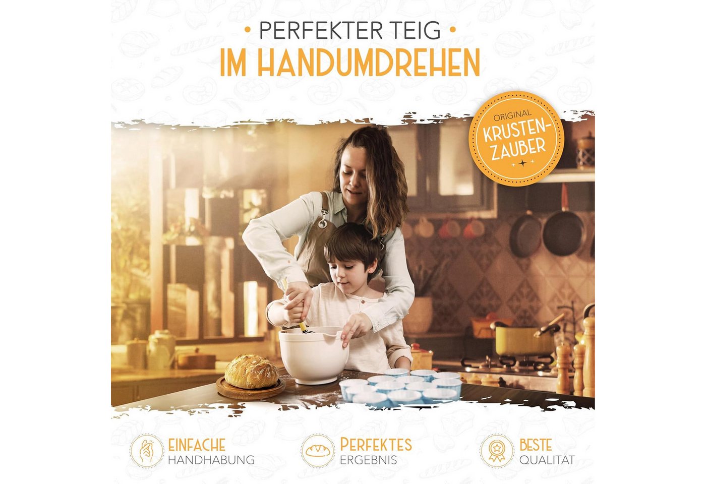 Krustenzauber Backmatte Zubehör - Brotschlingen, Schneebesen, Backmatte, Teig Reinigungstücher, Dänischer Schneebesen – Bild 2 von 5