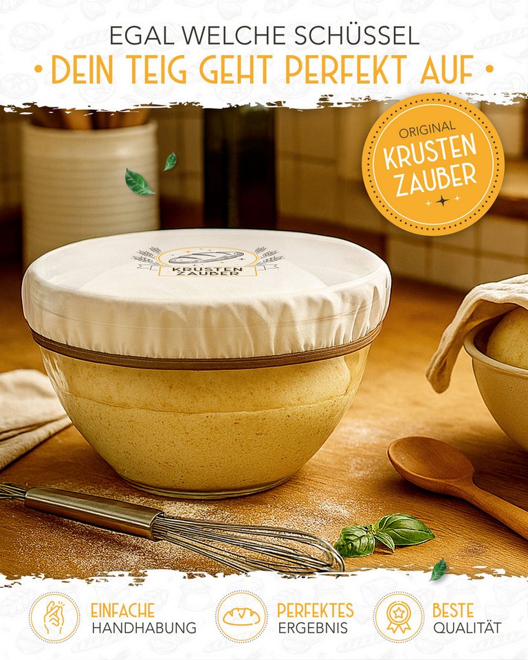 Krustenzauber Backmatte Zubehör - Brotschlingen, Schneebesen, Backmatte, Teig Reinigungstücher, 4x Abdeckhaube – Bild 2 von 5