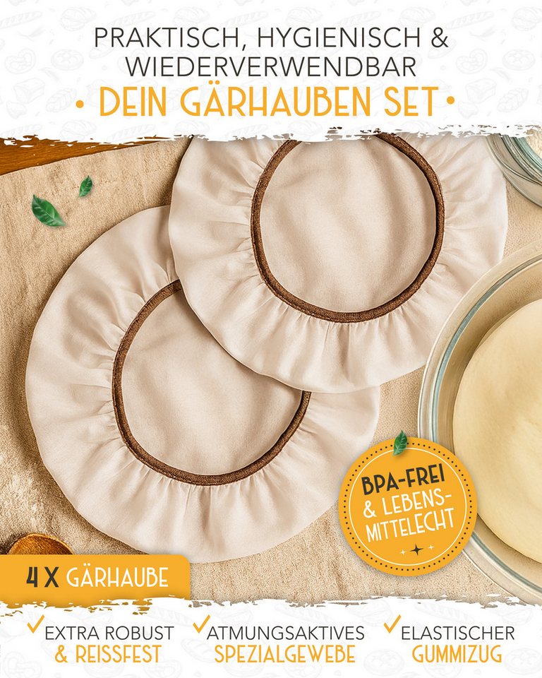 Krustenzauber Backmatte Zubehör - Brotschlingen, Schneebesen, Backmatte, Teig Reinigungstücher, 4x Abdeckhaube – Bild 3 von 5